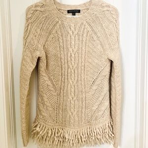 BANANA REPUBLIC: Italian Yarn Fringed Sweater Tan (Women's XS)